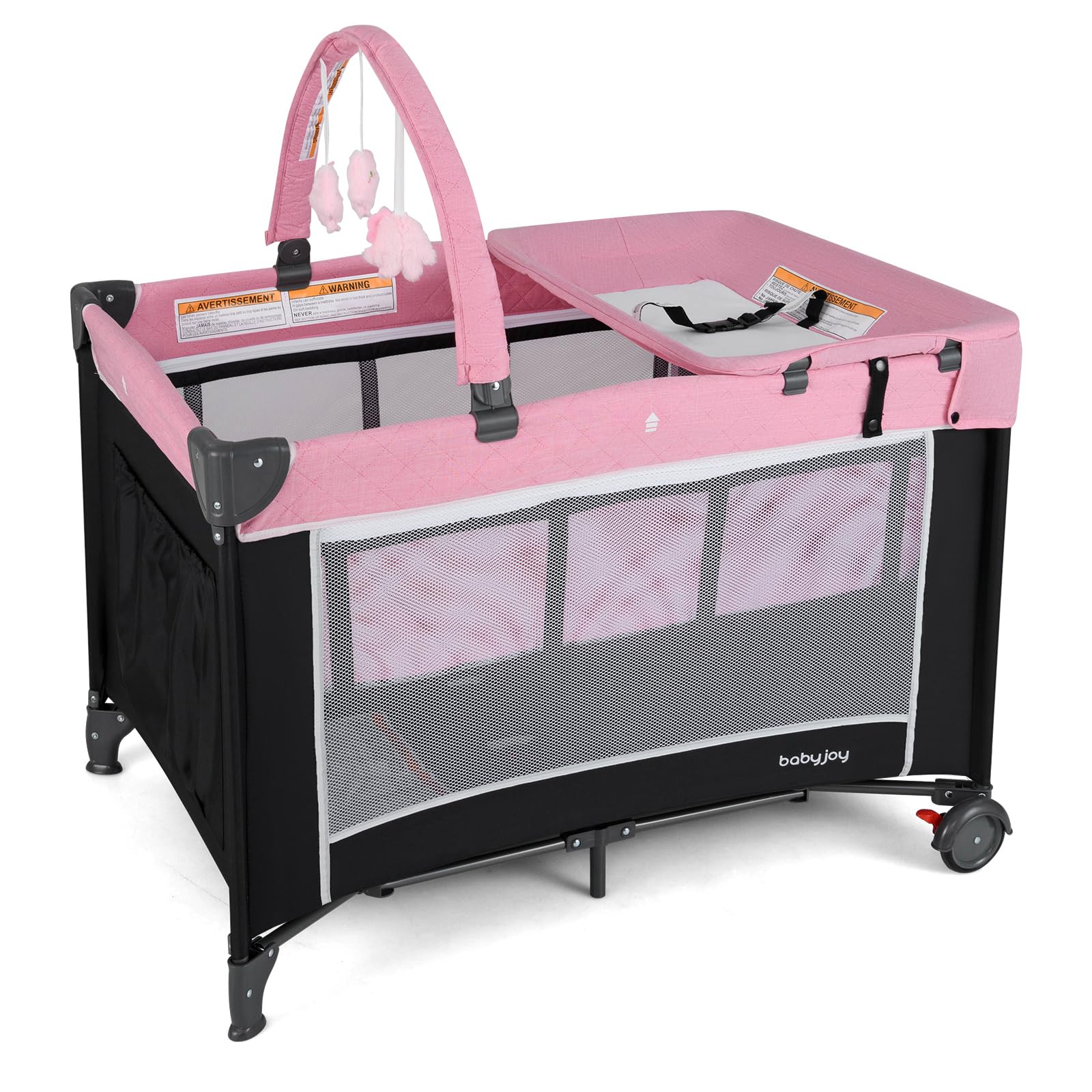 Amazon.com: BABY JOY 3 in 1 Pink Pack and Play, Travel Baby Crib